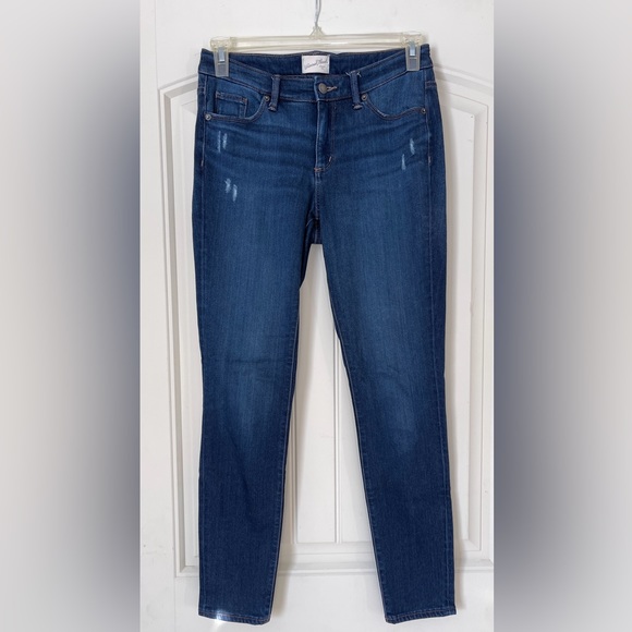 Universal Thread Mid Rise Skinny Jeans Blue Distressed Dark Demin Size 4/27 - Picture 1 of 5